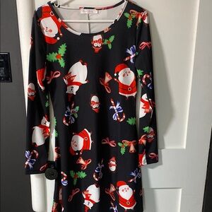 First Lady Holiday Dress with Santa Print